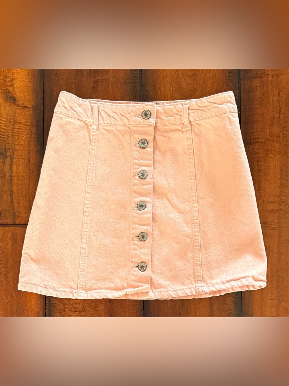 Forever 21 Women’s Peach Button-Front Denim Skirt